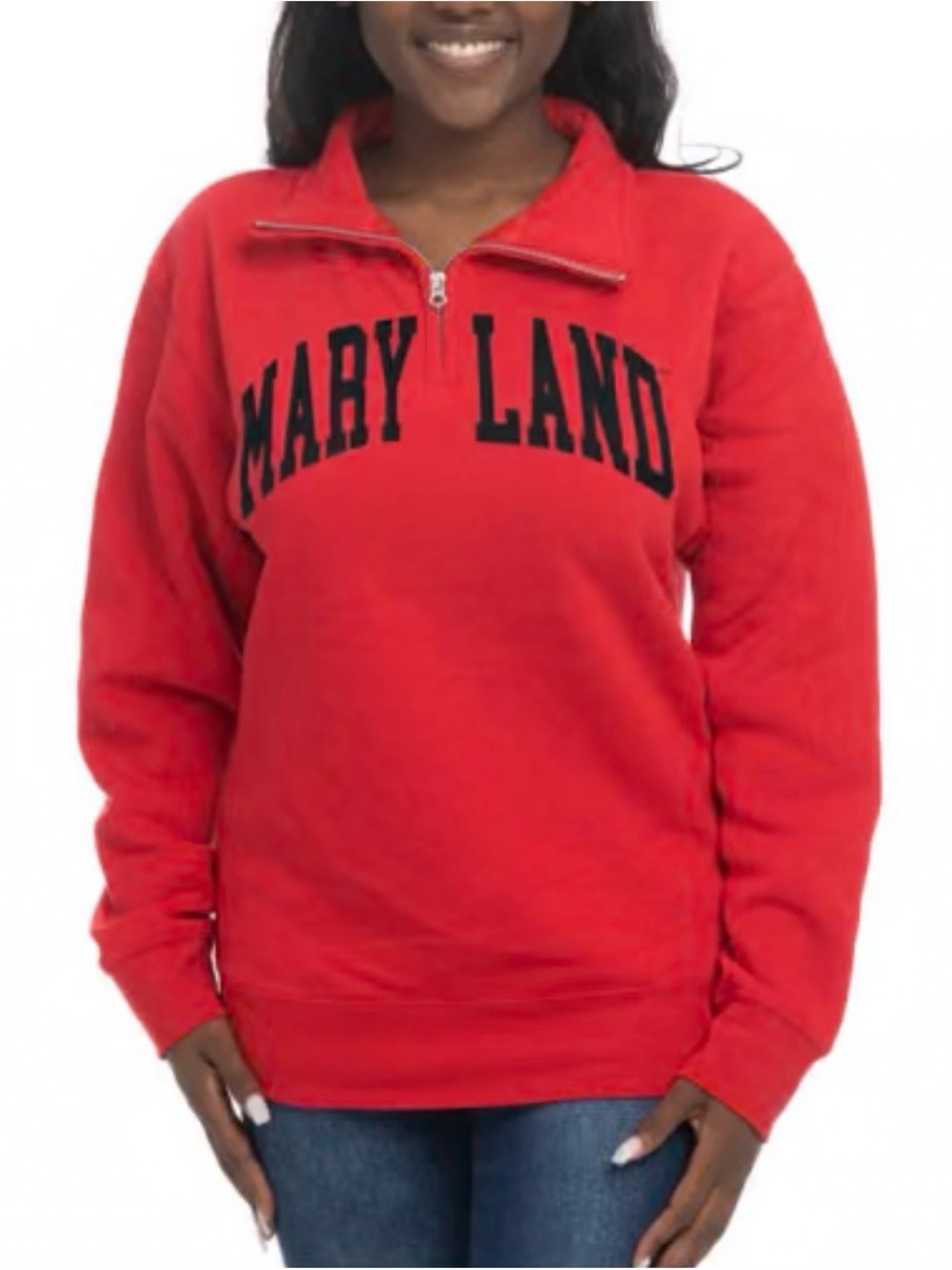 ZZs Red Quarter-Zip Mary Land Pullover Sweatshirt